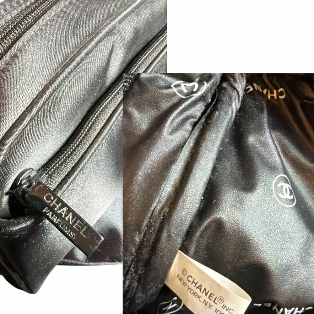 Chanel Parfums Black Cosmetic Toiletry Bag‎